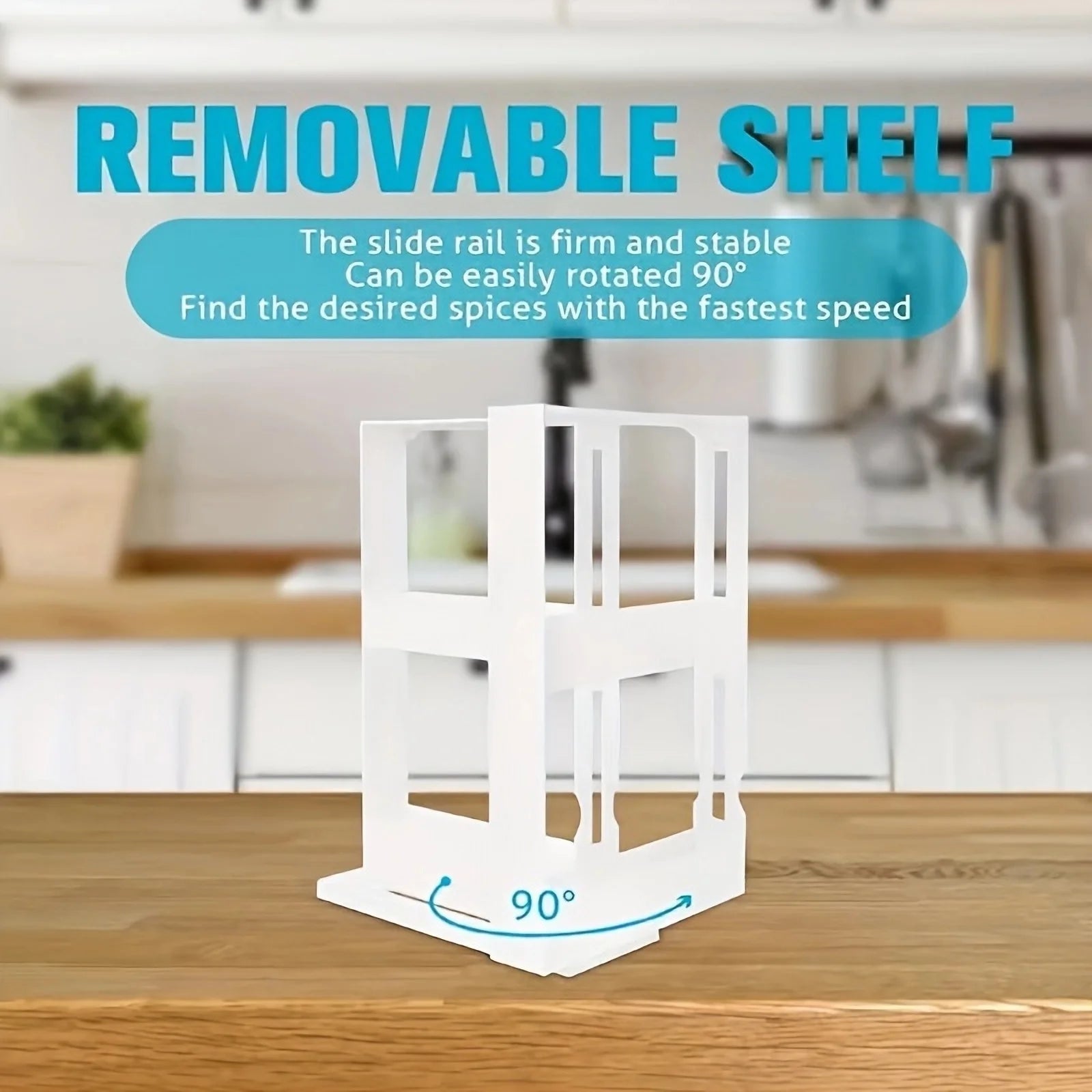 1 PC spice storage rack,90 degree swivel item storage rack, countertop 2 tier storage rack,small storage and organizer rack