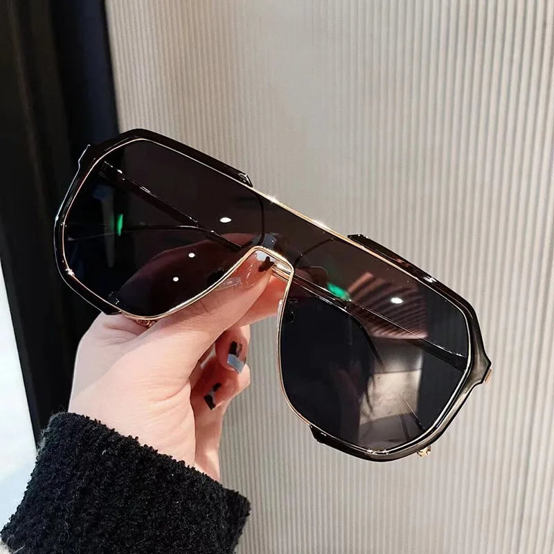 Oversized Sunglasses Women 2023 New Unique One Piece Fashion Sunglasses For Men UV400 Punk Glasses Trending Female Eyewear UV400