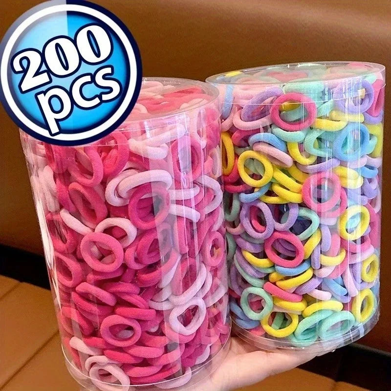 200pcs Vibrant Colorful Elastic Hair Bands for Girls & Women - Small Rubber Ponytail Holders for Stylish Hairstyles & Everyday
