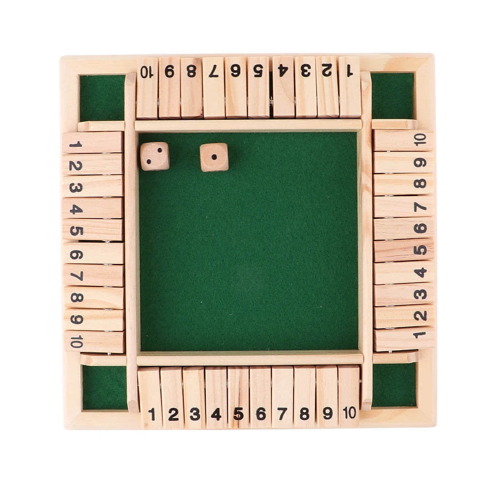 Arithmetic Dice Board Game Four-Sided Flip Card Games Box Dice Toys Wooden Flaps Dices 4 Players Party Number Game Board Games