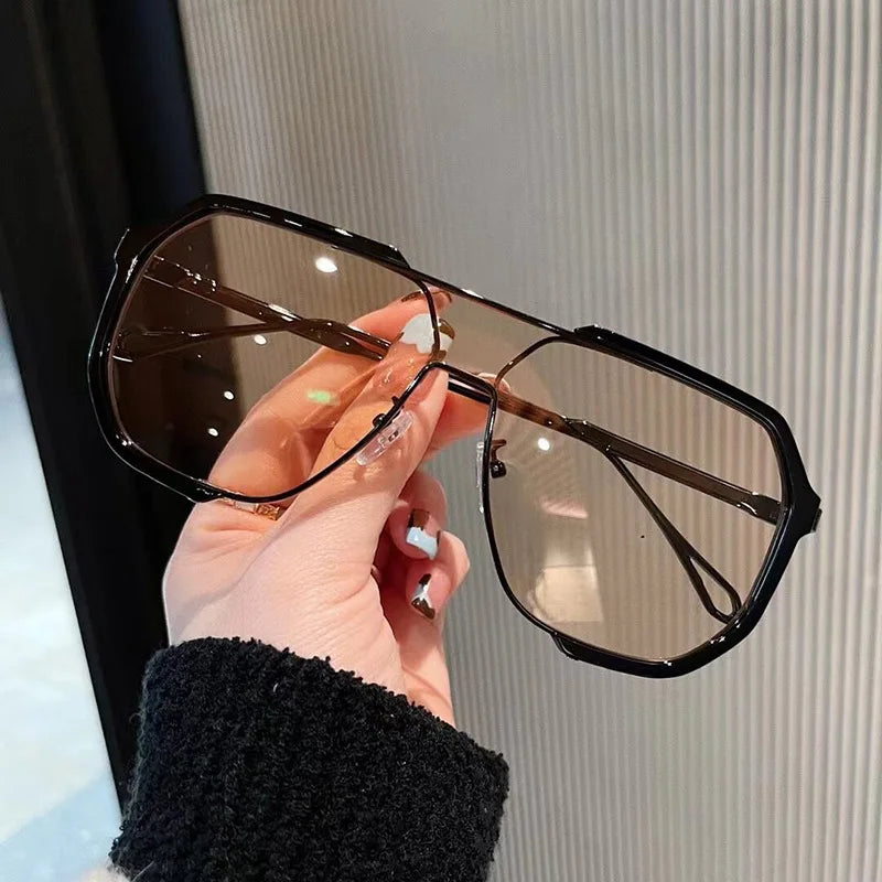 Oversized Sunglasses Women 2023 New Unique One Piece Fashion Sunglasses For Men UV400 Punk Glasses Trending Female Eyewear UV400