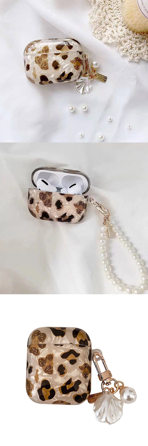 Stylish Leopard Print Earphone Sleeve with Hanging Chain - Perfect for Airpod1/2!